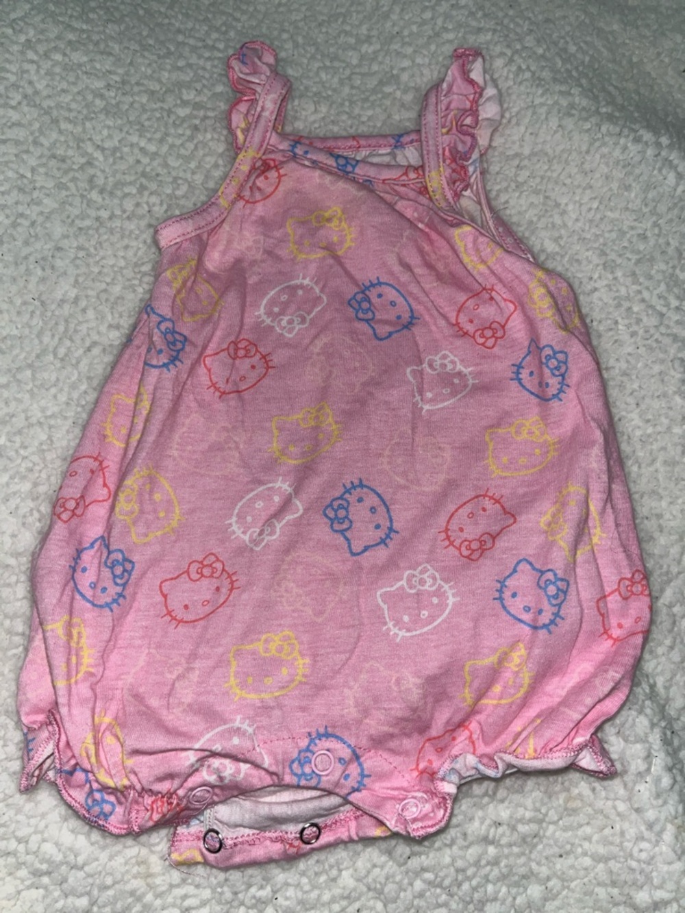 Hello Kitty Pink Multicolor Face Bubble Romper